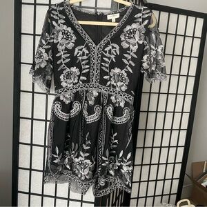 Silver and black romper